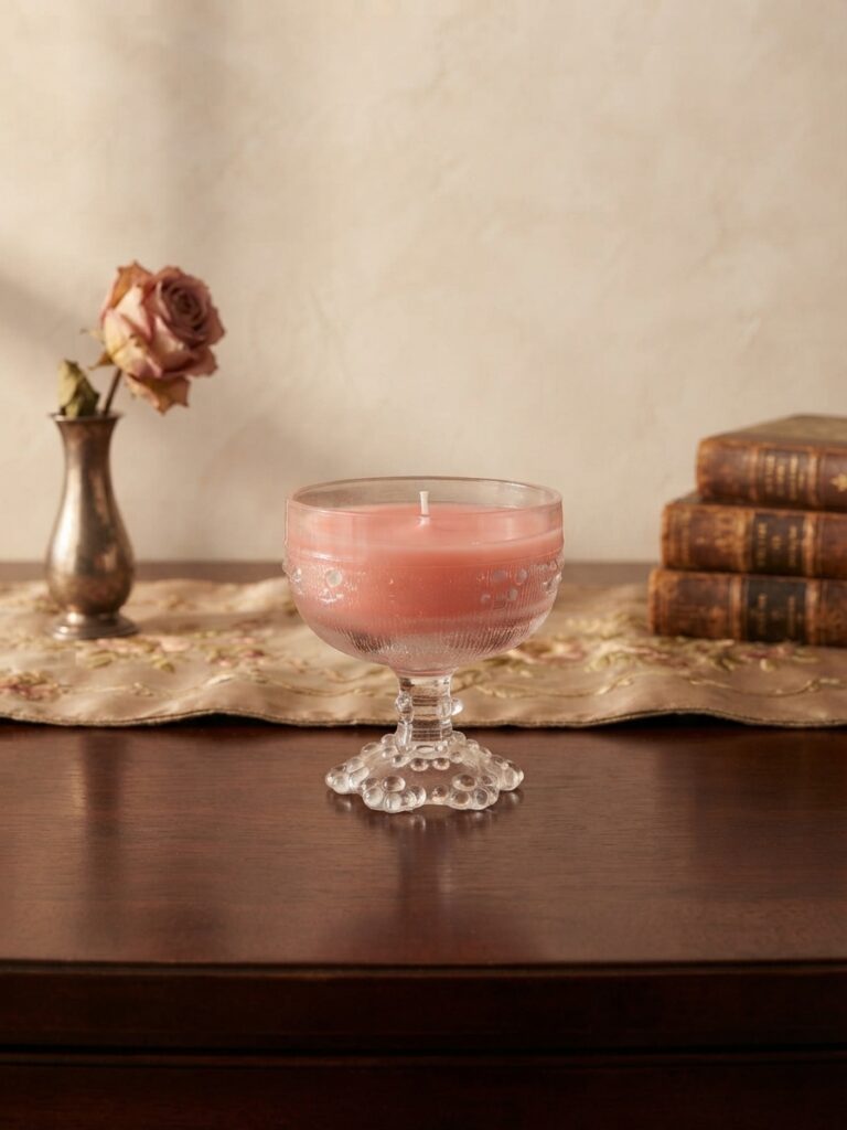 Unieke geurkaars in vintage glas
